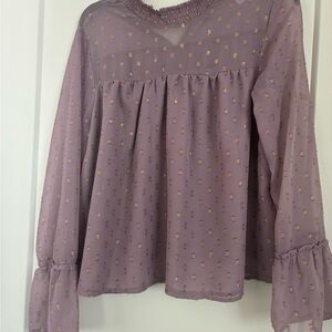 Target Lavender Sheer Blouse with Gold Accents
